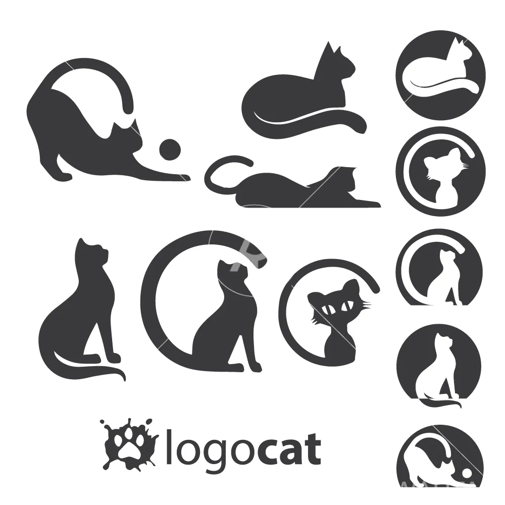 Cat icon set vector illustration symbol Stock Vector by ©slalomop 107069186