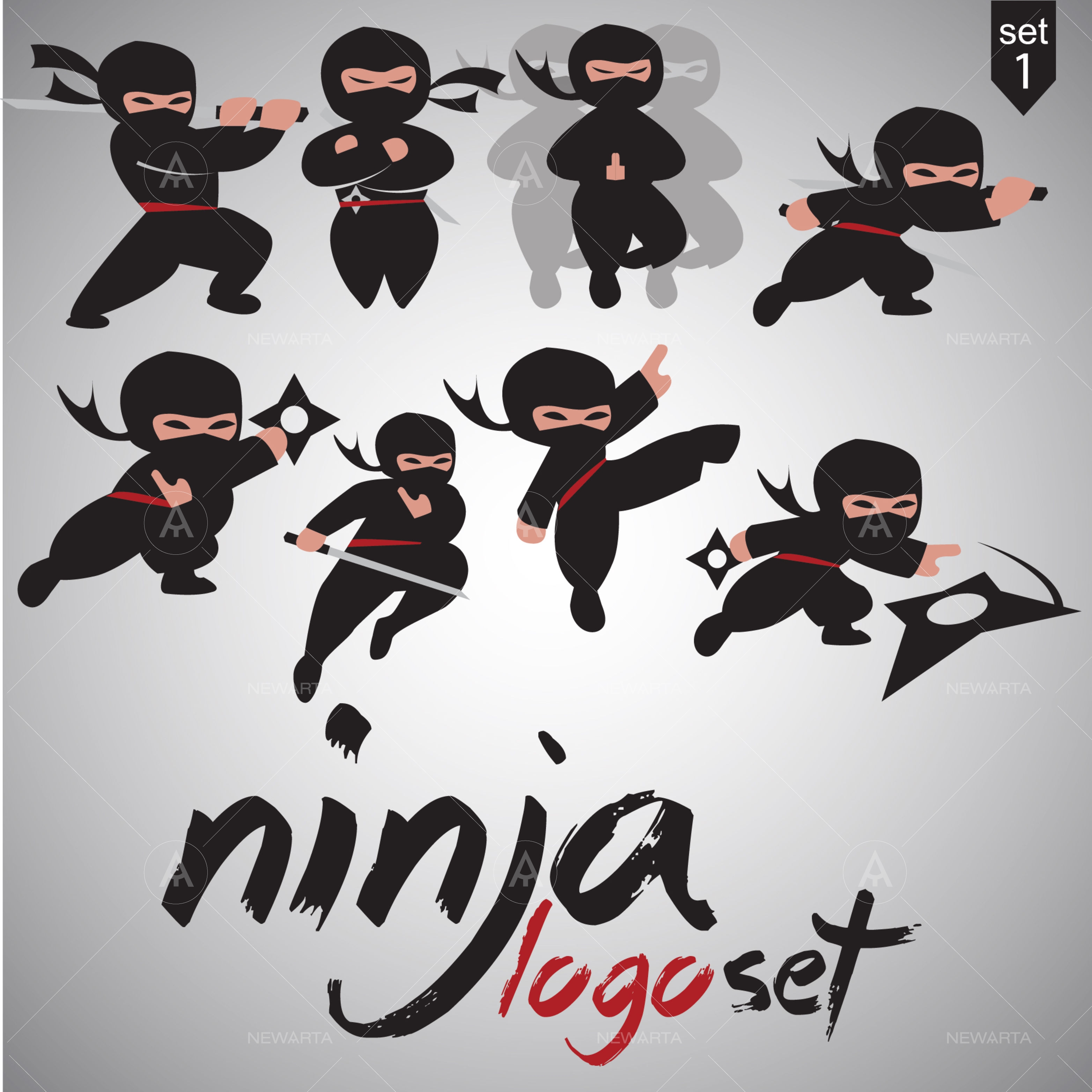 ninja logo icon design vector