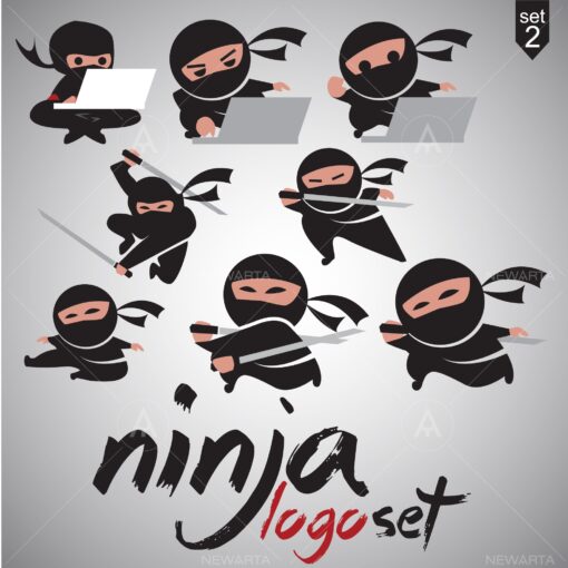 ninja logo set icon design