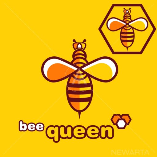 The lovely bee queen logo outline style.