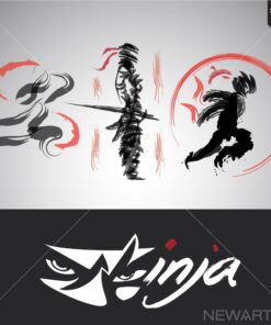 ninja logo set icon vector