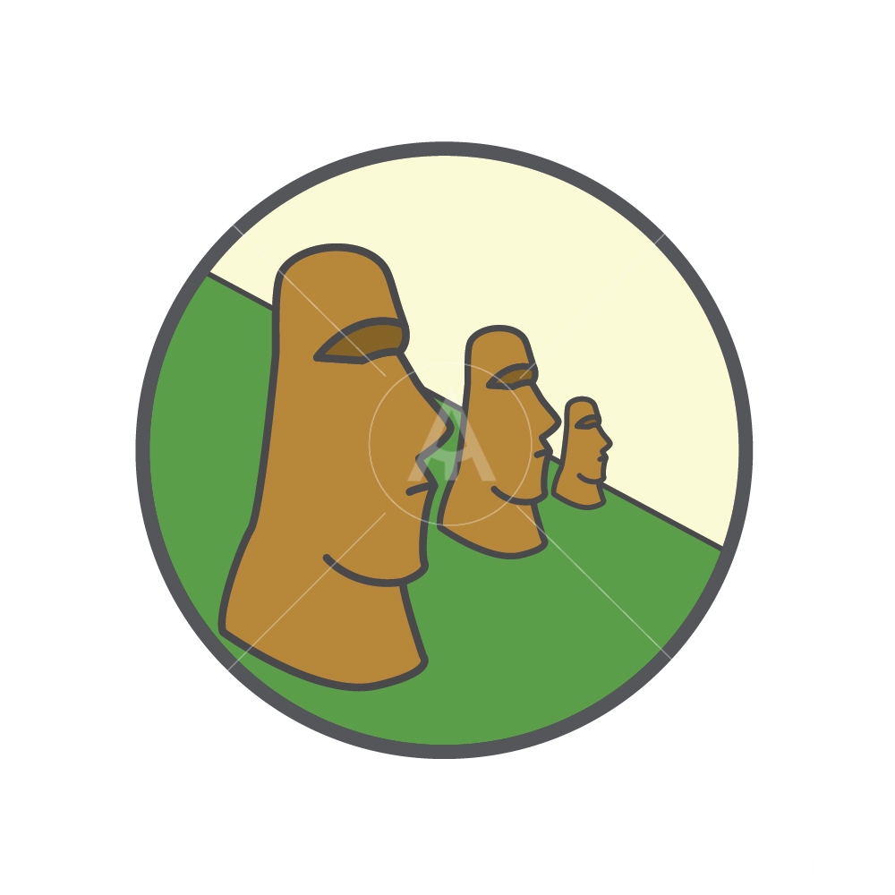 Premium Vector Illustration of Moai Statues on Easter Island