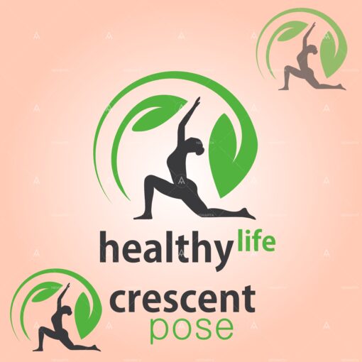 healthy life crescent pose vector design