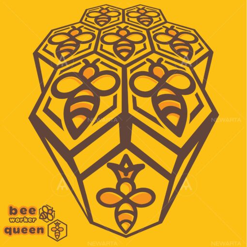 bee design queen bee logo icon vector